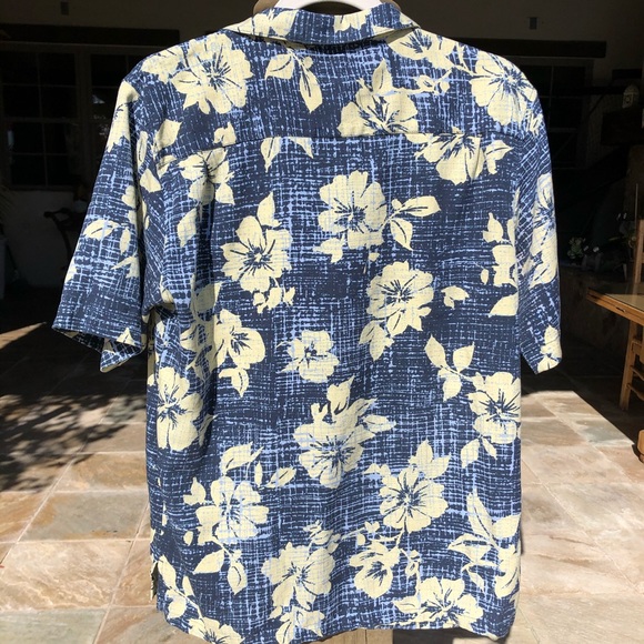 ISLAND REPUBLIC BLUE SILK HAWAIIAN SHIRT MENS M - Picture 4 of 4